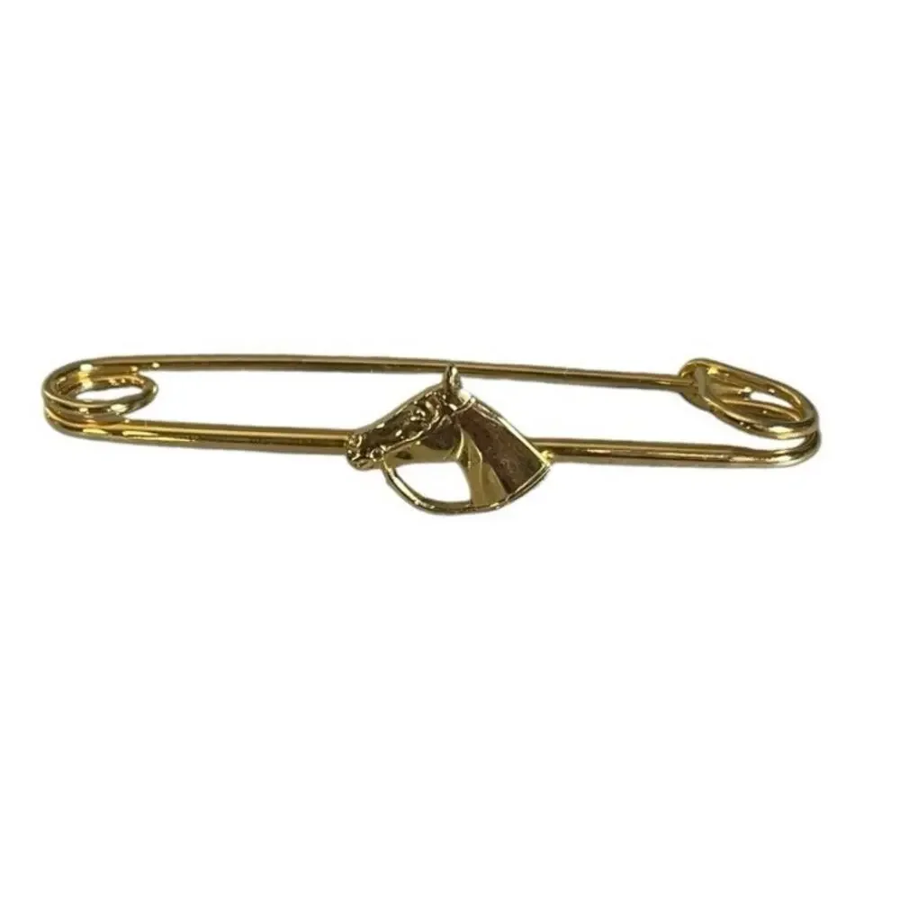 Vintage Gold Tone Equestrian Horse Head Brooch Pin